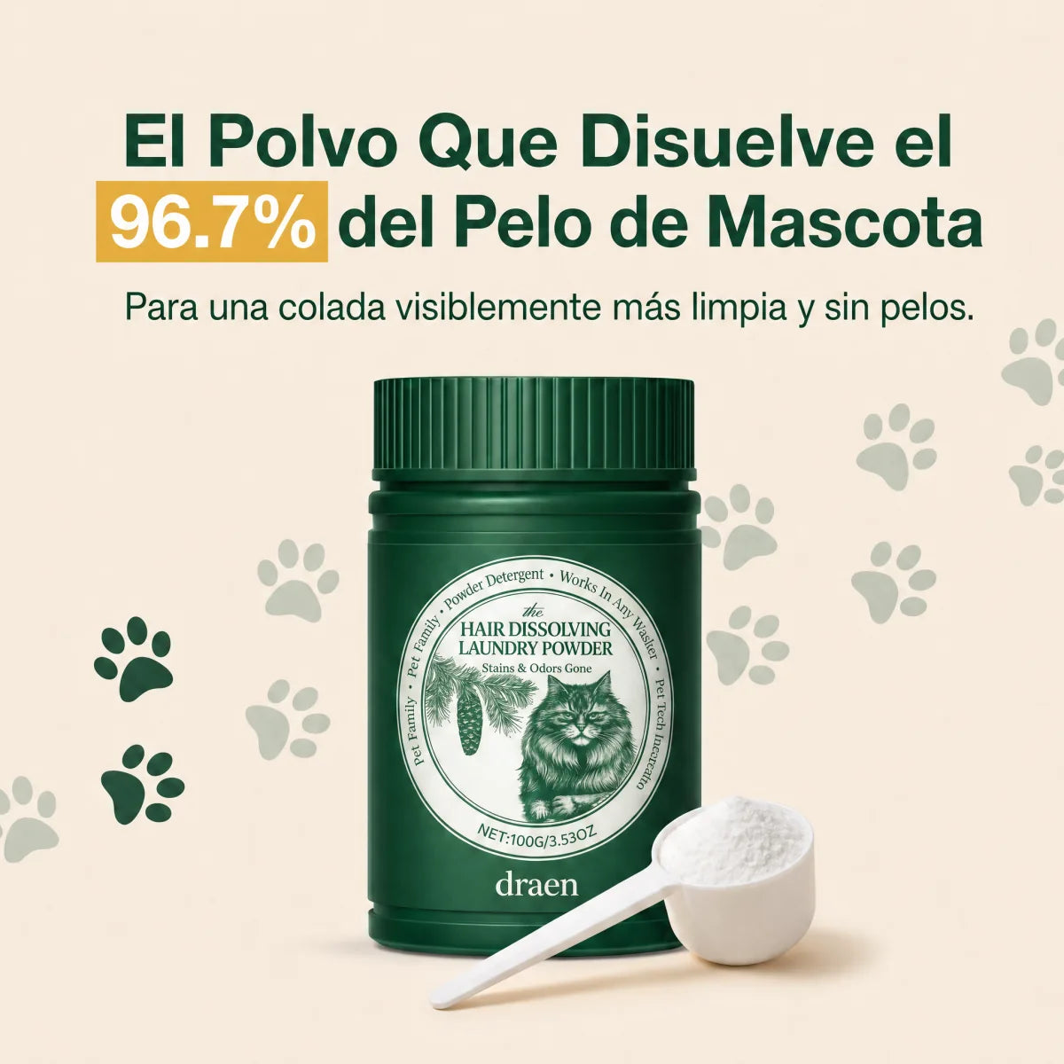 Draen disolvente de pelo de mascota: el polvo que disuelve el 96,7% del pelo Imagen