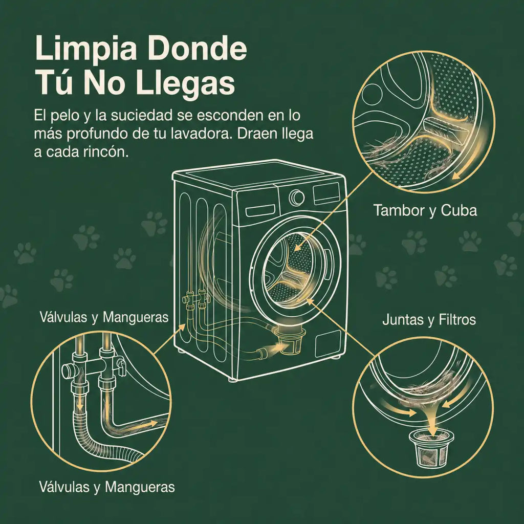 Draen limpia donde no llegas: tambor, valvulas, mangueras, juntas y filtros
