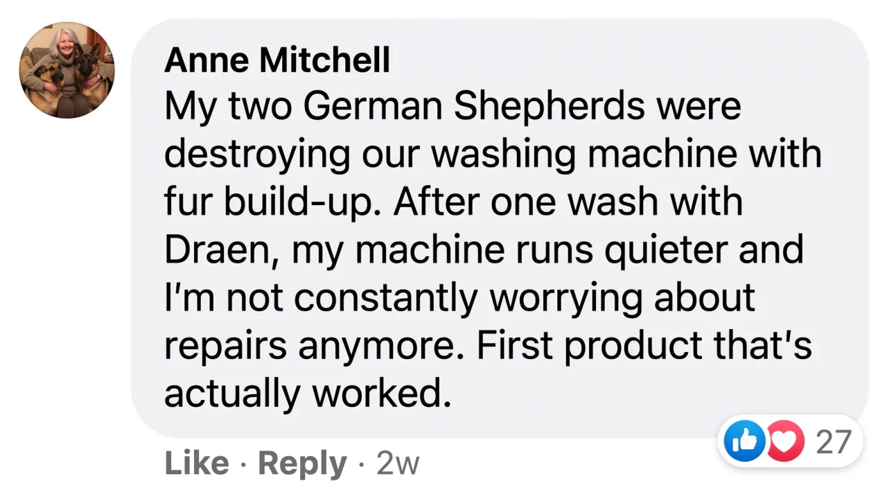 Facebook review comment - Anne Mitchell, Draen pet hair dissolver Imagen