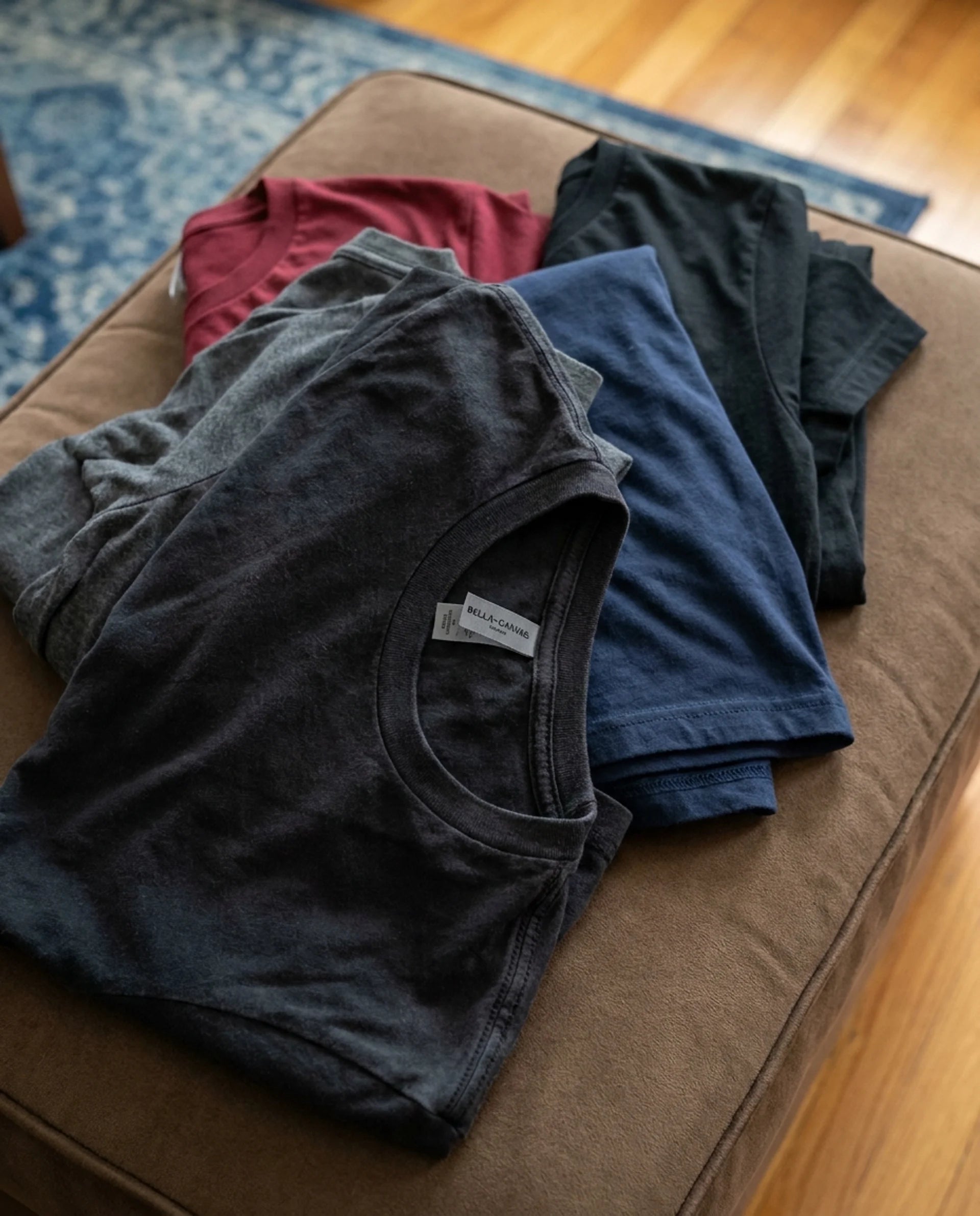 Draen before/after — dark tees covered in pet hair (BEFORE)